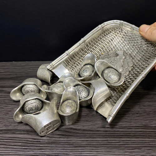  BỘ TIỀN XÚC PHÁT TÀI đồng tráng Bạc cũ Mang tới may mắn thịnh vượng 