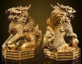  Cặp kì lân may mắn Chất liệu đồng Sử dụng đồ trưng bày  Kt 13.5*11*15.5 nặng 2.1kg 