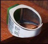 Nhẫn ngọc lục bảo tự chỉnh kích cỡ Chất liệu ngọc thạch anh Hetian + bạc 925 