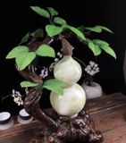  Bầu ngọc trang trí phòng khách Chất liệu pha lê tự nhiên, gỗ nguyên khối Kt tổng thể 30*14*38cm Kt quả bầu 10*20cm 