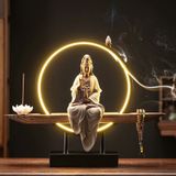  Tượng Quan Thế Âm Bồ Tát lư hương chảy ngược sáng tạo Chất liệu gốm sứ + gỗ + sắt + đèn LED 