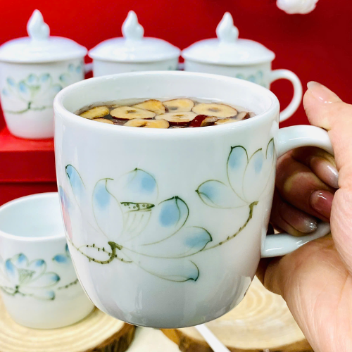  Cốc béo sen vẽ tay gốm sứ Bát TRàng cao cấp 