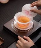  Bộ ấm chén trà ngọc hồng phong cảnh  Chất liệu Lưu Ly tráng men + lọc thép không gỉ 304 