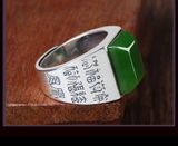  Nhẫn ngọc lục bảo tự chỉnh kích cỡ Chất liệu ngọc thạch anh Hetian + bạc 925 