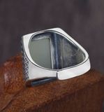  Nhẫn bạc nam cao cấp Chất liệu bạc 925 + ngọc trắng hetian Sử dụng đồ trang sức 