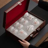  Bộ ấm chén trà sứ ngọc trắng cao cấp Chất liệu Lưu Ly + lọc thép không gỉ 304 