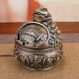  Gạt tàn cóc vàng có nắp gạt Chất liệu hợp kim kẽm Sử dụng đồ trưng bày Kt 11.4*13 nặng 372g 