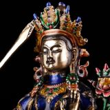  Tượng Phật Văn Thù cầm kiếm Chất liệu đồng + cloisonne Sử dụng đồ trưng bày Kt 18*21 cm nặng 1206g 