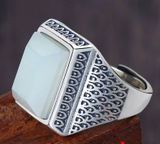  Nhẫn bạc nam cao cấp Chất liệu bạc 925 + ngọc trắng hetian Sử dụng đồ trang sức 