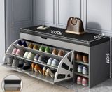  Tủ giày sang trọng Chất liệu ván nhân tạo + da PU Sử dụng để cửa ra vào, ngồi thay giày dễ dàng, cất giày dép gọn gàng Kt 100*30*51 