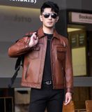  ÁO KHOÁC DA THẬT THỜI TRANG DOANH NHÂN CAO CẤP Vải: Da cừu  Lớp lót: 95% polyester, 5% spandex 