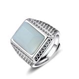  Nhẫn bạc nam cao cấp Chất liệu bạc 925 + ngọc trắng hetian Sử dụng đồ trang sức 