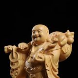  Tượng Phật Di Lặc may mắn Chất liệu gỗ hoàng dương Sử dụng đồ trưng bày Kt 9.5*6*13cm 