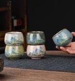  BỘ TÁCH TRÀ KHẮC HOẠ GIANG SƠN Chất liệu: Gốm sứ cao cấp 