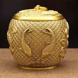  Hộp đựng trà đồng chạm nổi cá chép BKMEVN-9041 