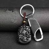  Móc khóa đá đen Tam Hợp LHJECN-9087 