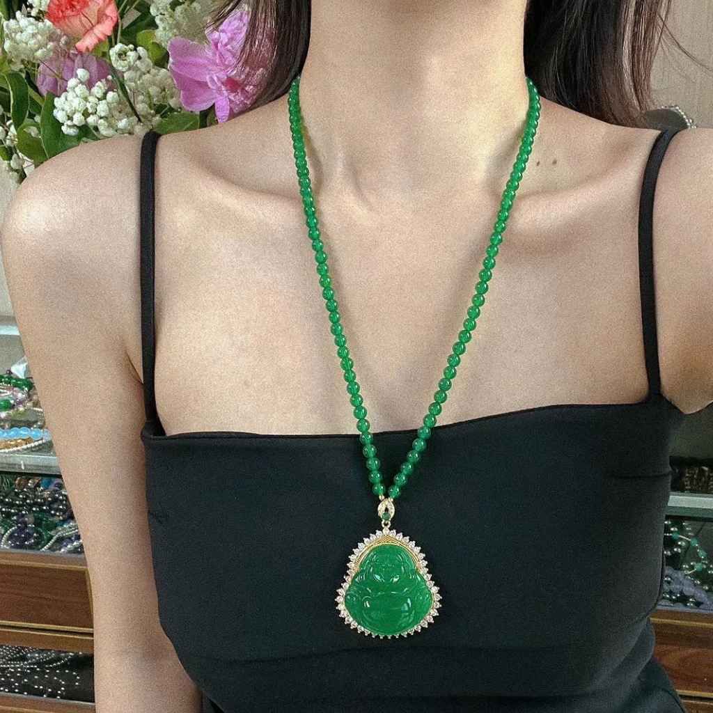 Dây chuyền Phật công ngọc xanh BKJECN-9093