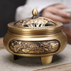 Lư hương hoa sen khắc nghệ thuật Chất liệu đồng Sử dụng đồ trưng bày Kt 15*12*11.5cm nặng 1.7kg