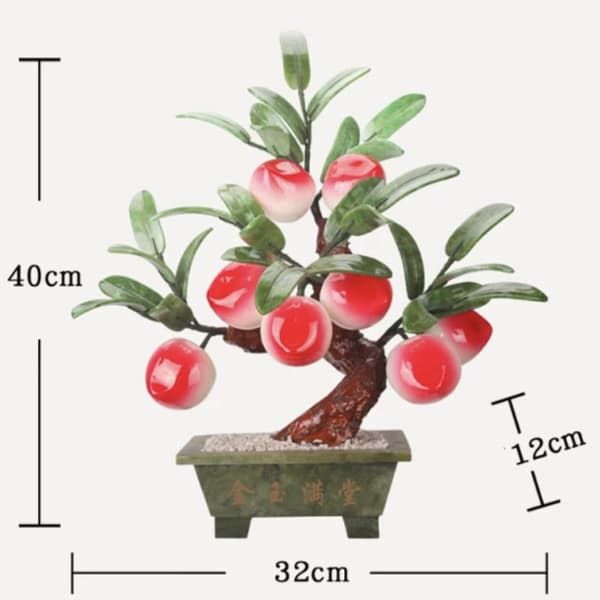  Cây đào ngọc trường thọ BK-ST002700VN-3142 Chất liệu quả: đá cẩm thạch trắng 