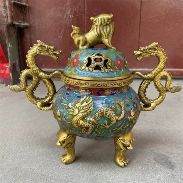  Lư Hương Tai Rồng Đầu Sư Tử Trang Trí  BK-ME008000VN-3082 chất liệu đồng 