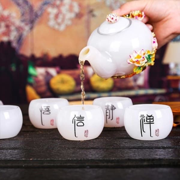  BỘ ẤM TRÀ TRÁNG MEN NGỌC BÍCH CAO CẤP BK-CE004000VN-3115 Chất liệu: Hợp kim ngọc + tráng men 