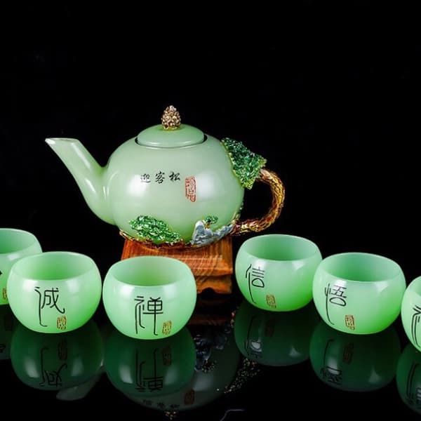  BỘ ẤM TRÀ TRÁNG MEN CAO CẤP BK-CE004700VN-3112 Chất liệu: sứ ngọc + kim loại 