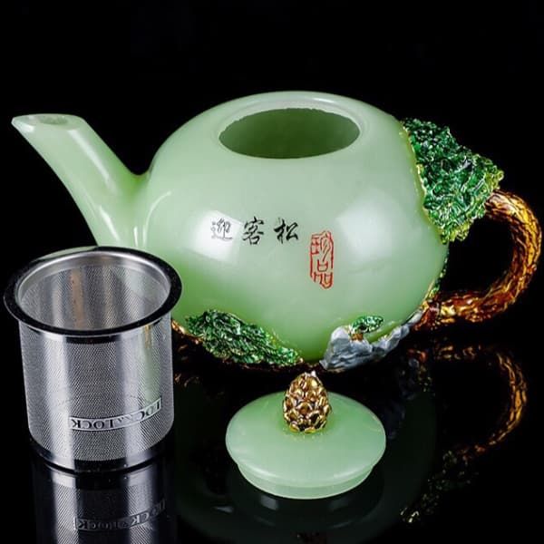  BỘ ẤM TRÀ TRÁNG MEN CAO CẤP BK-CE004700VN-3112 Chất liệu: sứ ngọc + kim loại 
