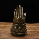  Lư hương bàn tay trên hoa sen chất liệu đồng sử dụng đồ trưng bày kt đế 11*11*18 nặng 0.69kg 