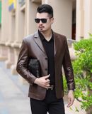  ÁO KHOÁC DA NAM DOANH NHÂN CAO CẤP Màu sắc: nâu/đen 