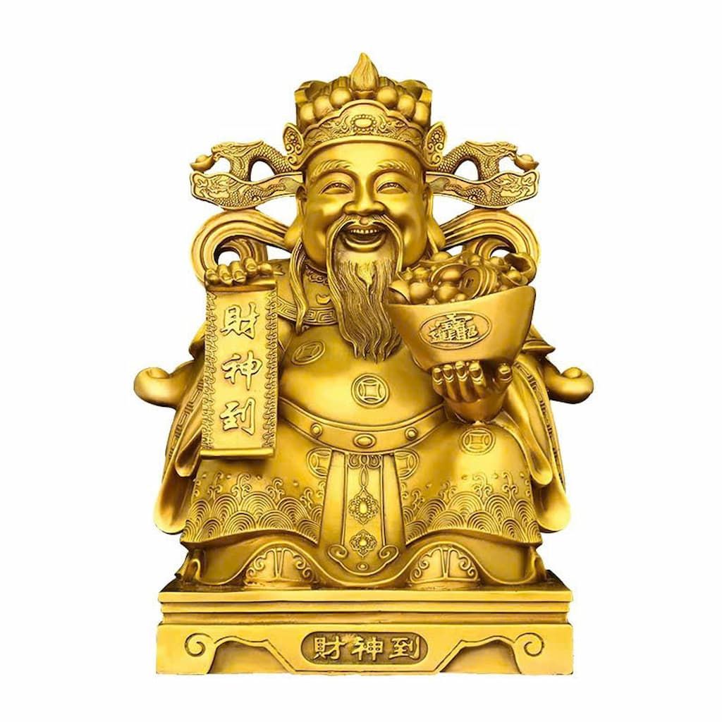  Tượng thần tài bằng đồng cầm thỏi vàng như ý BKMEVN-9008 