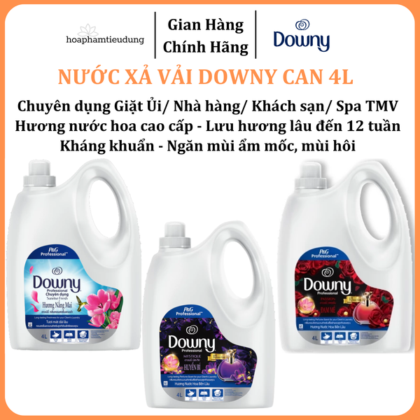  Nước Xả Vải DOWNY Nước Hoa Cao Cấp, Chống Khuẩn Chai 4L 