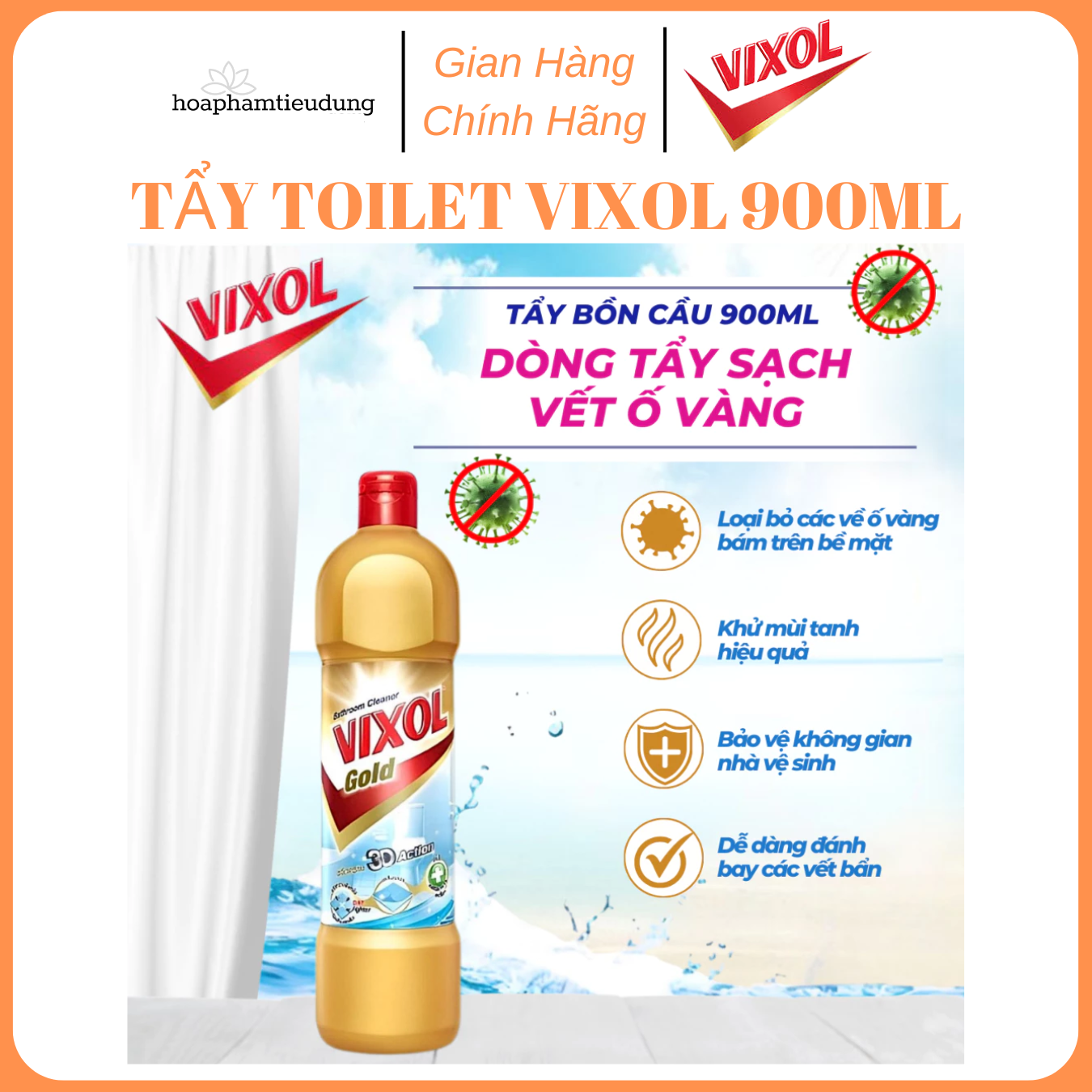  Nước Tẩy Rửa Nhà Tắm Và Bồn Cầu Vixol Thái Lan 900ml 