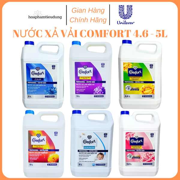  Nước xả làm mềm vải Comfort đậm đặc 4.6-5L chuyên dụng Giặt sấy/ nhà hàng/ khách sạn/ spa/ trường học 