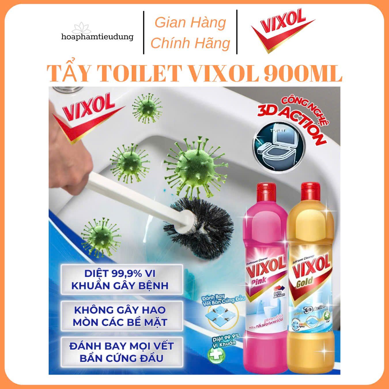  Nước Tẩy Rửa Nhà Tắm Và Bồn Cầu Vixol Thái Lan 900ml 