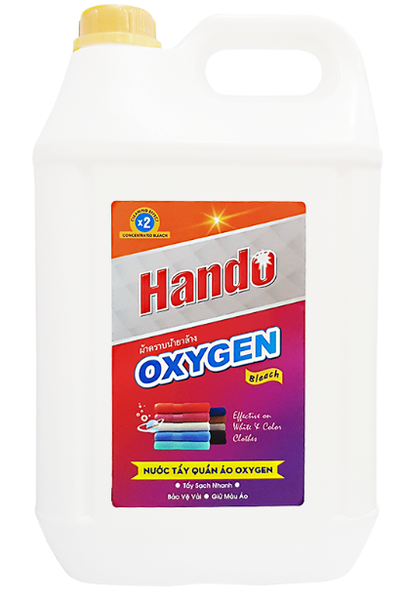  Nước tẩy quần áo Oxygen Hando 10L  chuyên dụng Giặt ủi - Nhà hàng/ quán ăn - Khách sạn - Bệnh viện - Trường học - Spa 