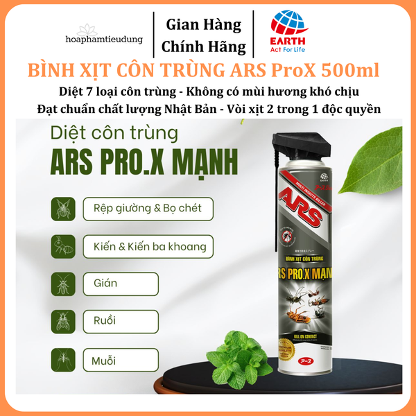  Bình xịt muỗi , côn trùng ARS PRO.X MẠNH diệt 7 loại côn trùng chai 500ml không mùi 