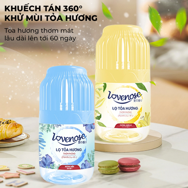  Lọ tỏa hương Lovenose hương thơm tự nhiên dễ chịu khử mùi sáp thơm phòng thế hệ mới 45 ngày - Dung tích 180ml 