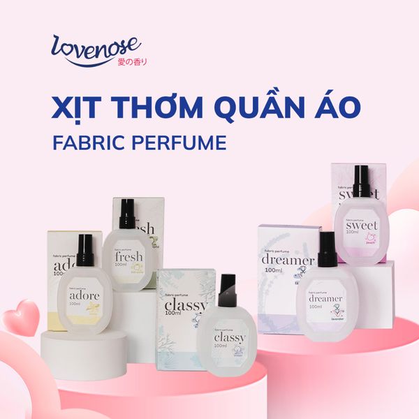  Xịt thơm quần áo Lovenose 100ml chiết xuất tinh dầu thiên nhiên thơm mát khửi mùi hôi, chai xịt thơm tủ quần áo 