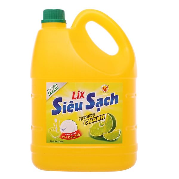  Nước rửa chén LIX can 3.6kg Hương Chanh & Trà Xanh 