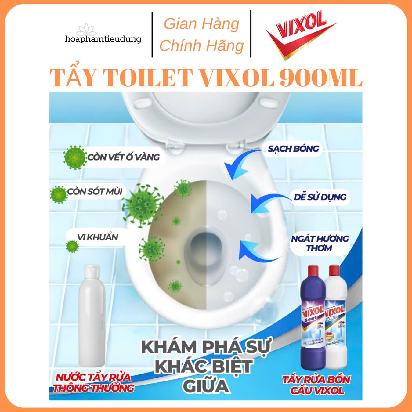  Nước Tẩy Rửa Nhà Tắm Và Bồn Cầu Vixol Thái Lan 900ml 