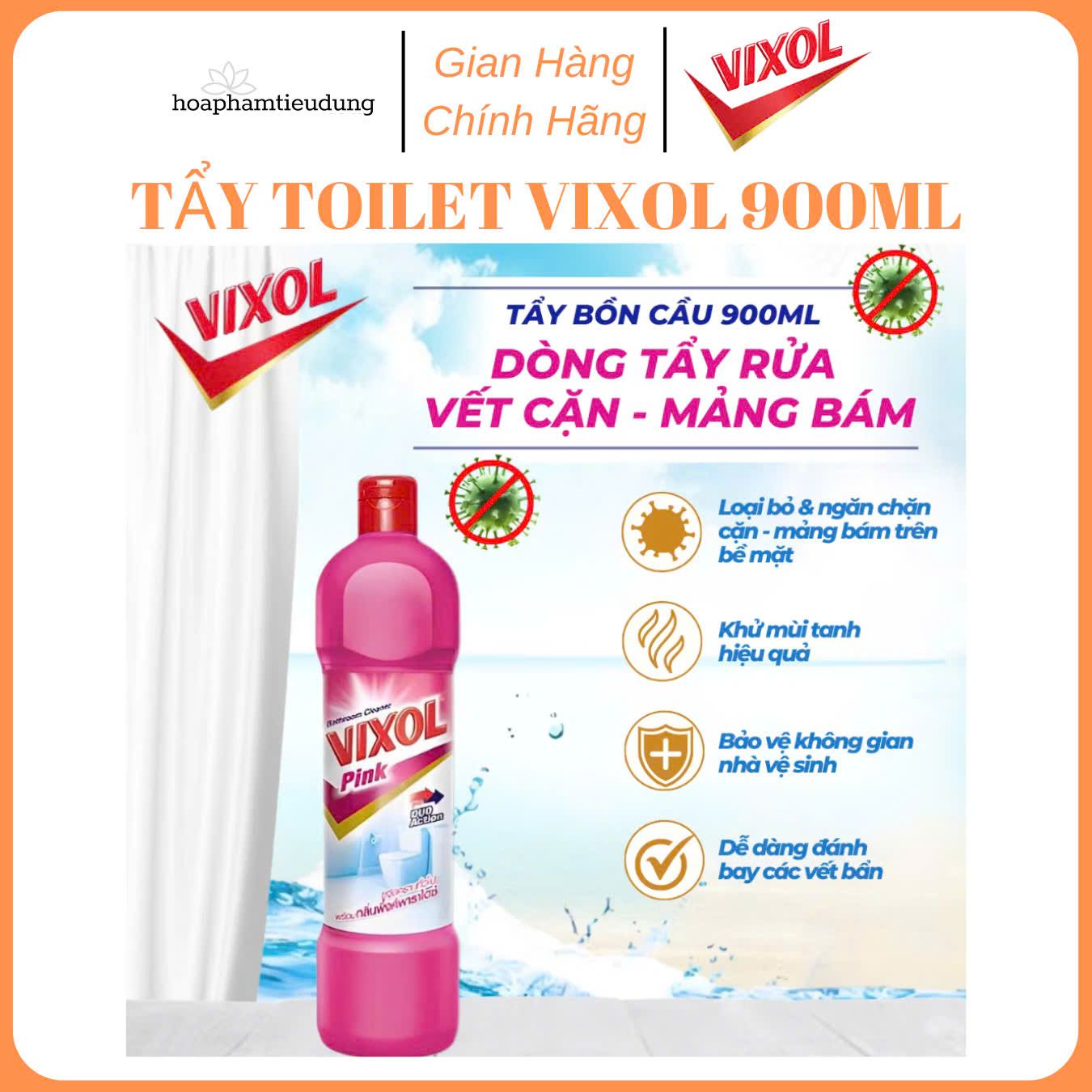  Nước Tẩy Rửa Nhà Tắm Và Bồn Cầu Vixol Thái Lan 900ml 