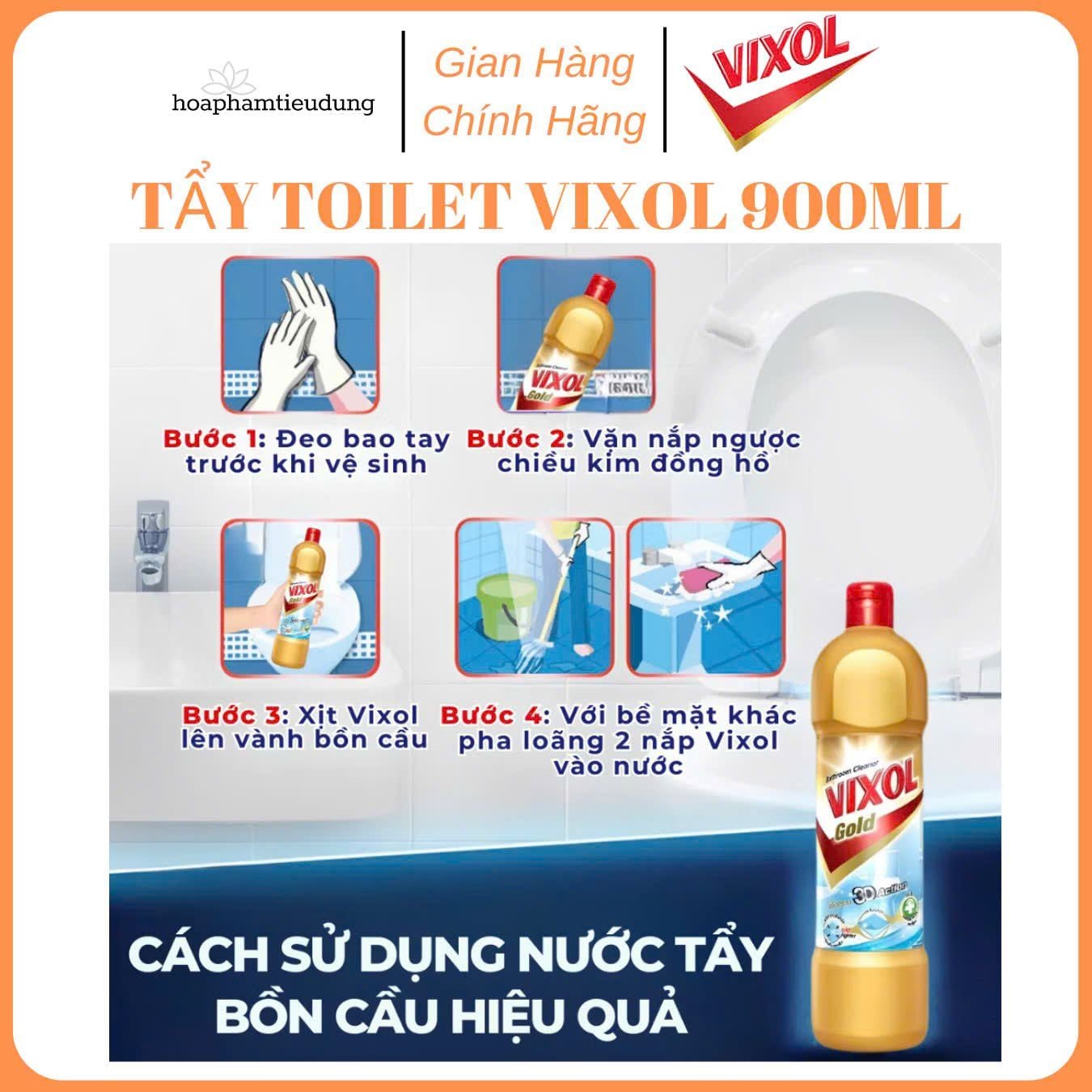 Nước Tẩy Rửa Nhà Tắm Và Bồn Cầu Vixol Thái Lan 900ml 