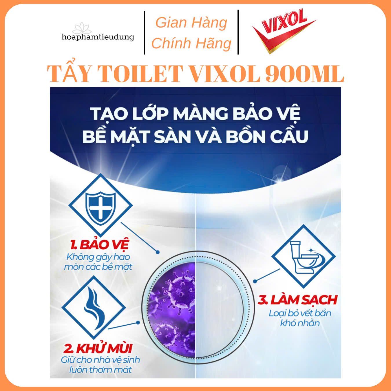  Nước Tẩy Rửa Nhà Tắm Và Bồn Cầu Vixol Thái Lan 900ml 