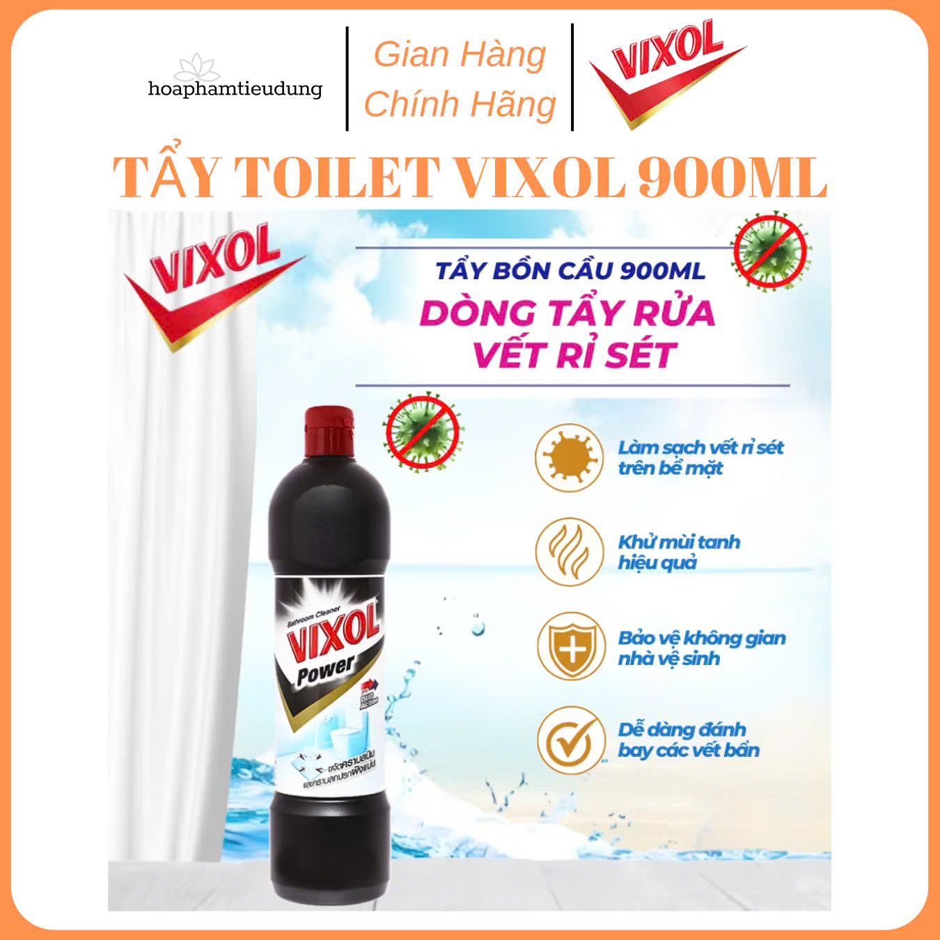  Nước Tẩy Rửa Nhà Tắm Và Bồn Cầu Vixol Thái Lan 900ml 