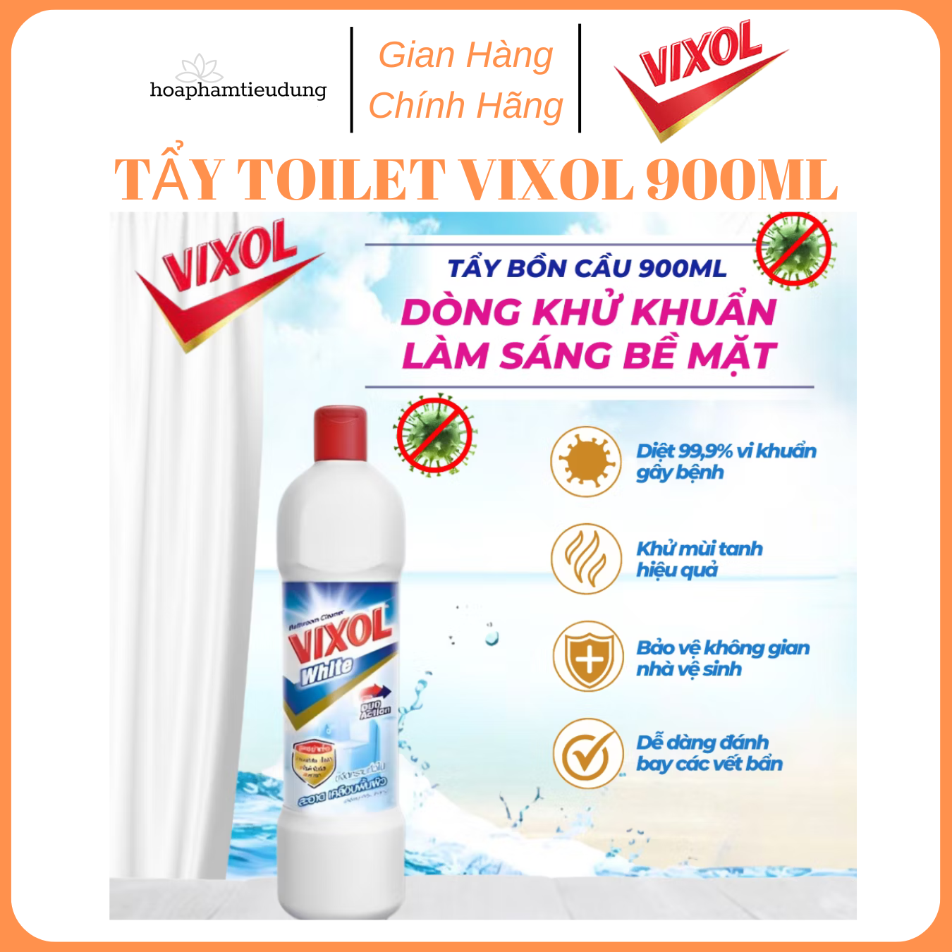  Nước Tẩy Rửa Nhà Tắm Và Bồn Cầu Vixol Thái Lan 900ml 