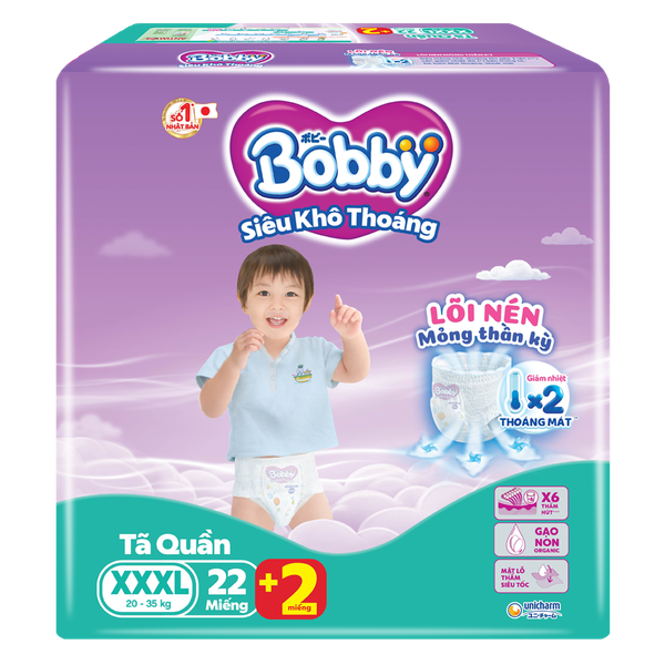  Bỉm tã Quần Bobby size XXXL 22 miếng (20-35kg) 