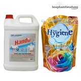  (Combo 2 túi) Giặt Hando 5L & Xả Hygiene 1.3L lưu hương dài lâu, làm sạch vết bẩn và siêu tiết kiệm 
