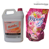  (Combo 2 túi) Giặt Hando 5L & Xả Hygiene 1.3L lưu hương dài lâu, làm sạch vết bẩn và siêu tiết kiệm 