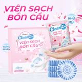  Viên thả bồn cầu CleanZ sạch khuẩn thơm mát tẩy sạch mảng bám khử mùi diệt vi khuẩn toilet thế hệ mới hương đào 50g 
