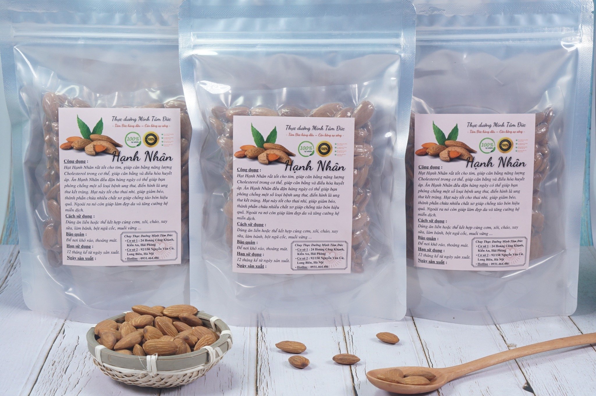 Hạt Hạnh Nhân Mỹ Sống túi 250g